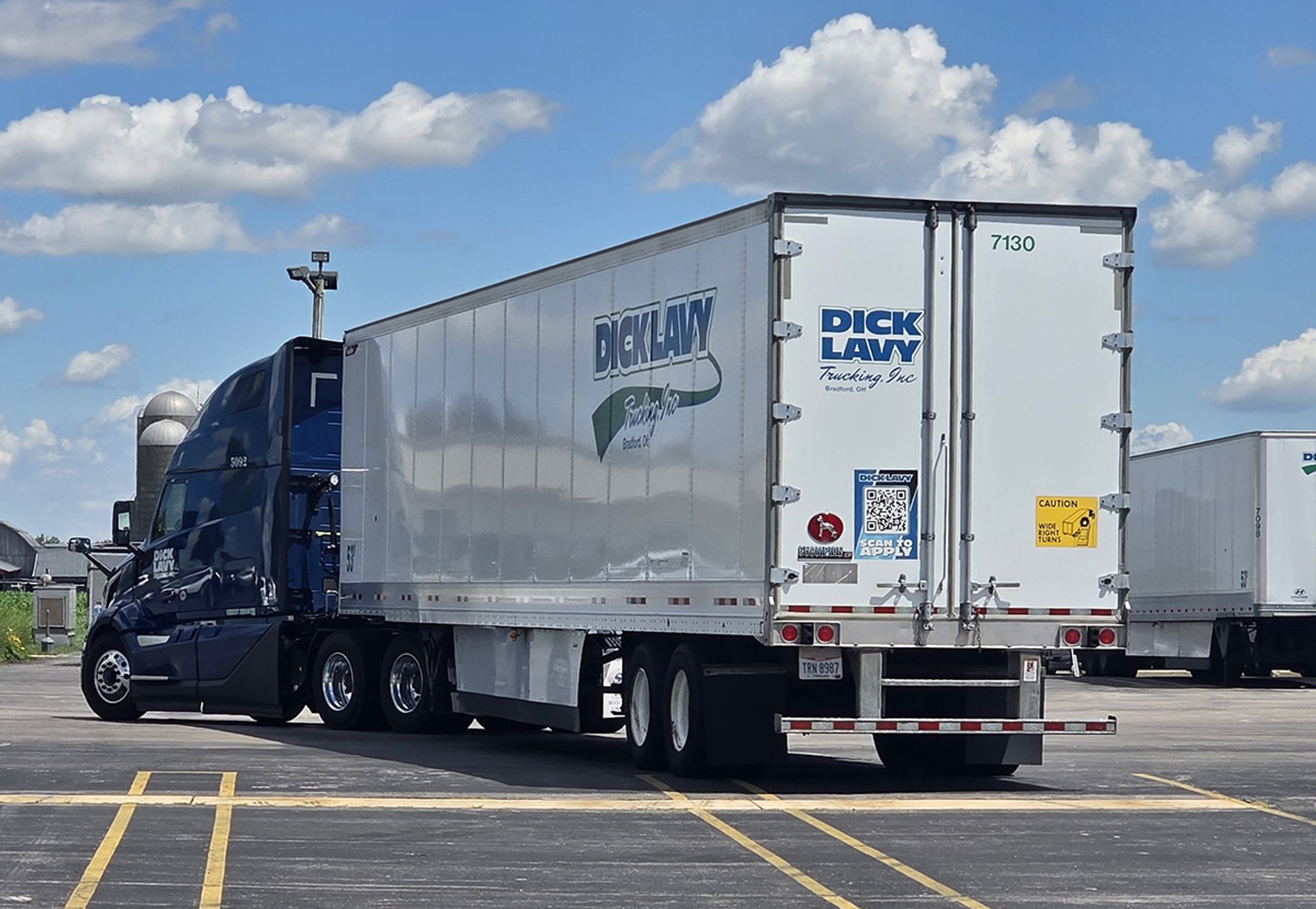 Dick Lavy Trucking tractor and trailer at the Bradford, Ohio yard