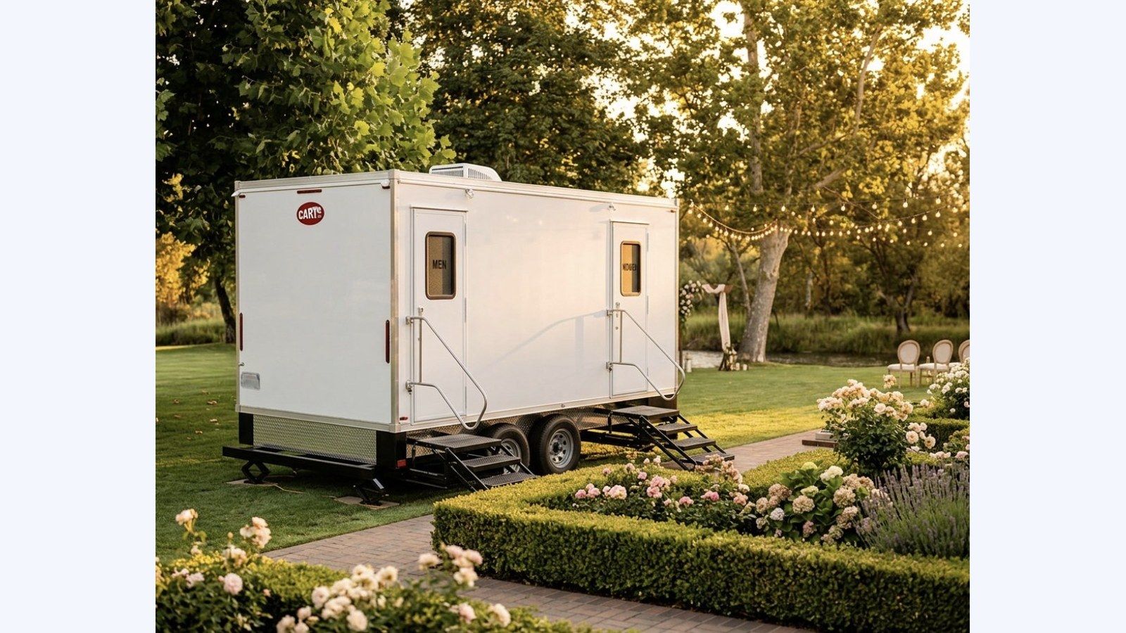 5-Stall Restroom Trailer rental — outdoor event setting (CARTS unit)