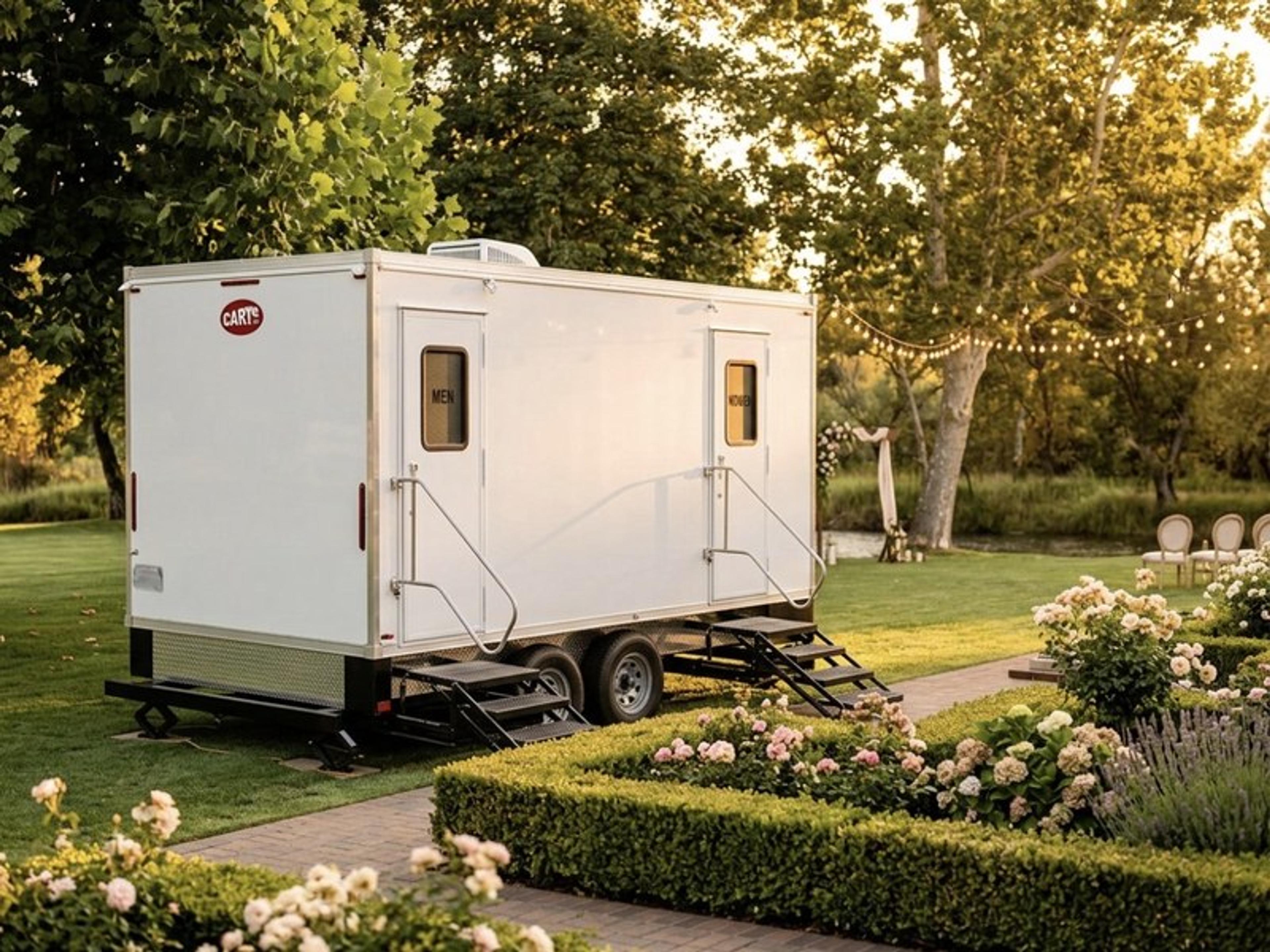 5-Stall Restroom Trailer rental — unit photo (CARTS)
