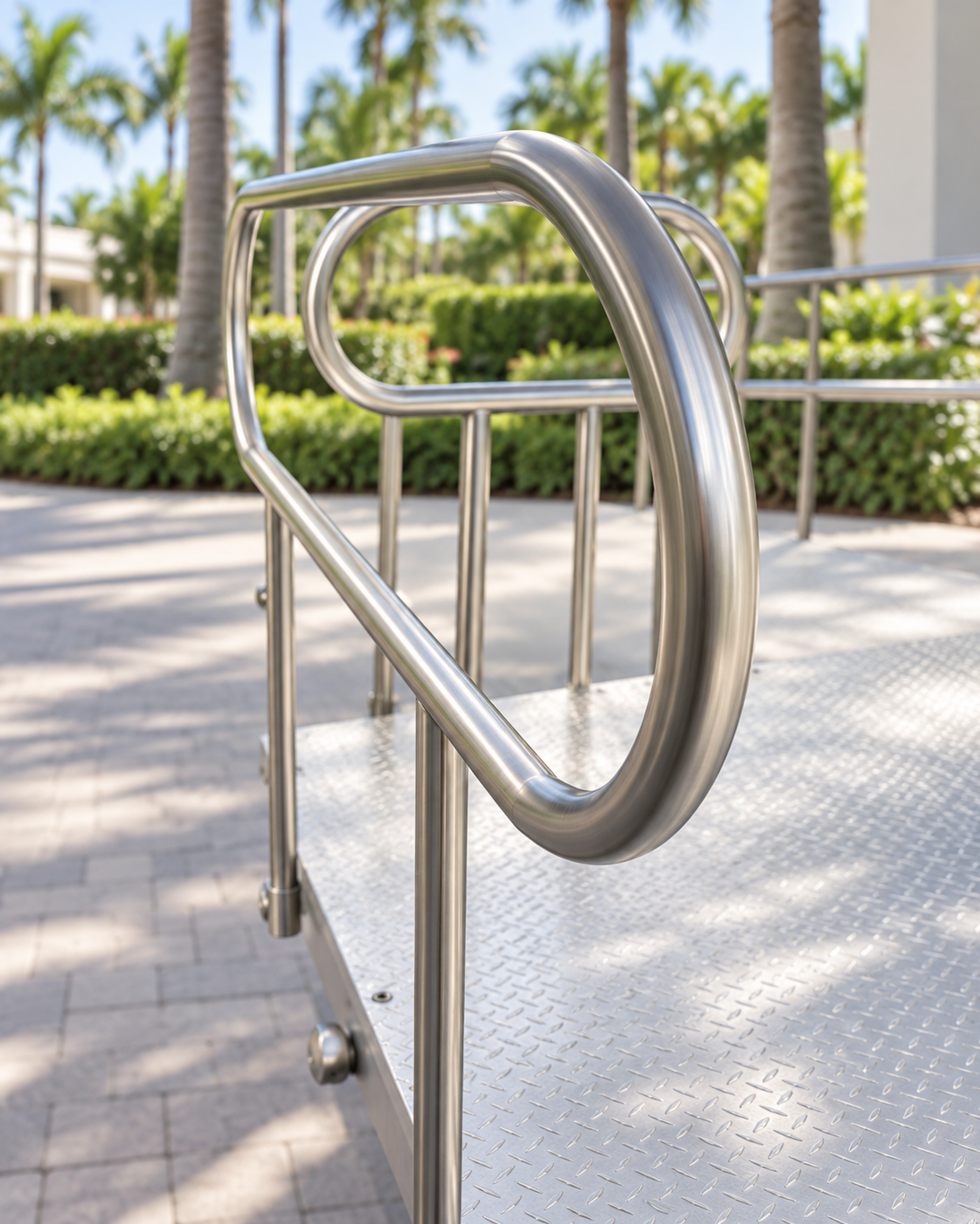 Stainless ramp handrail detail