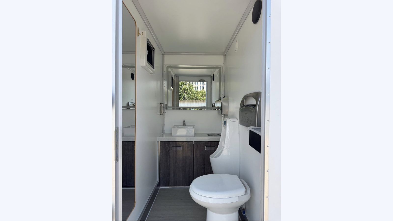 2-Stall Restroom Trailer — interior stall