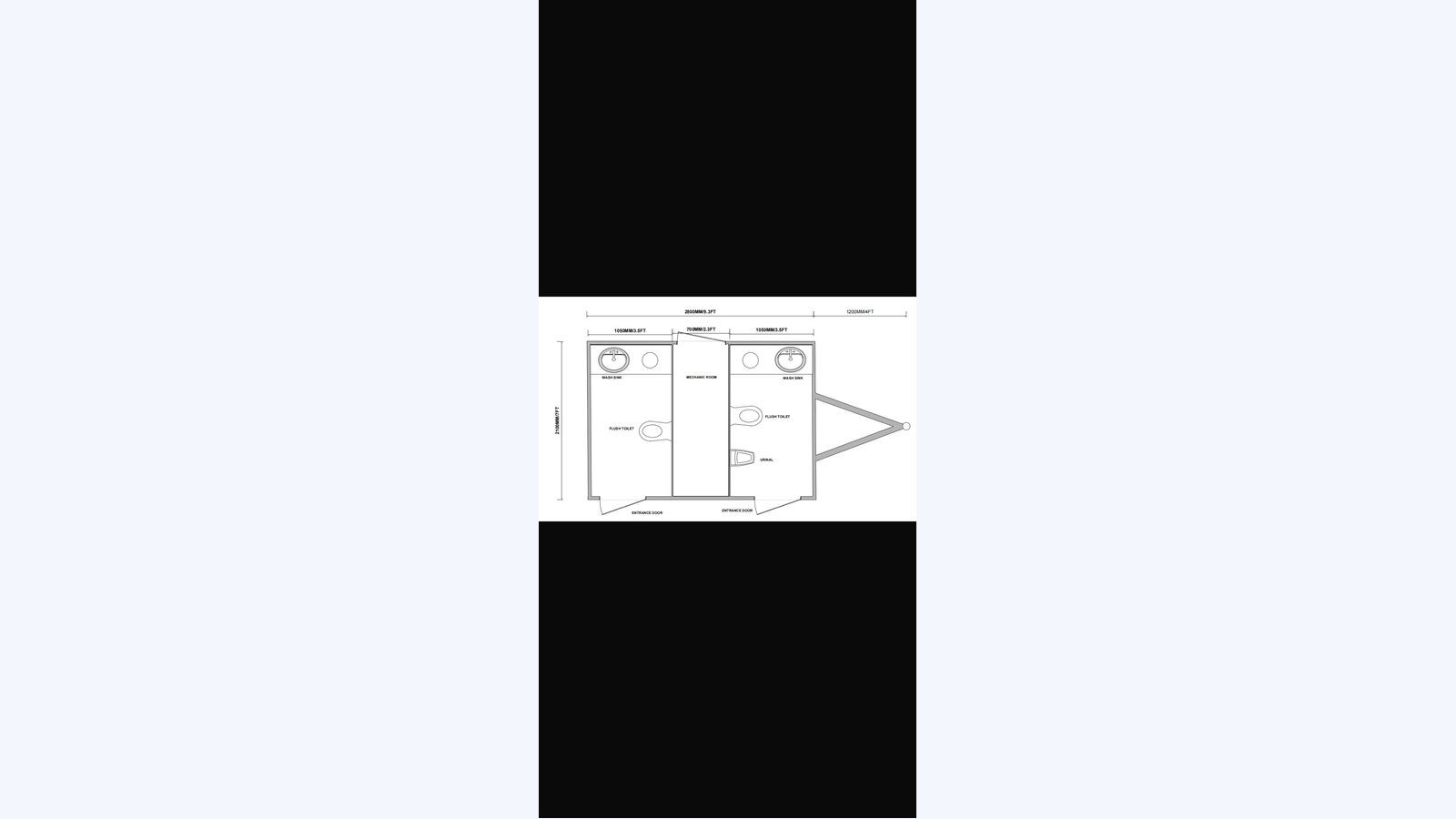 2-Stall Restroom Trailer — floorplan