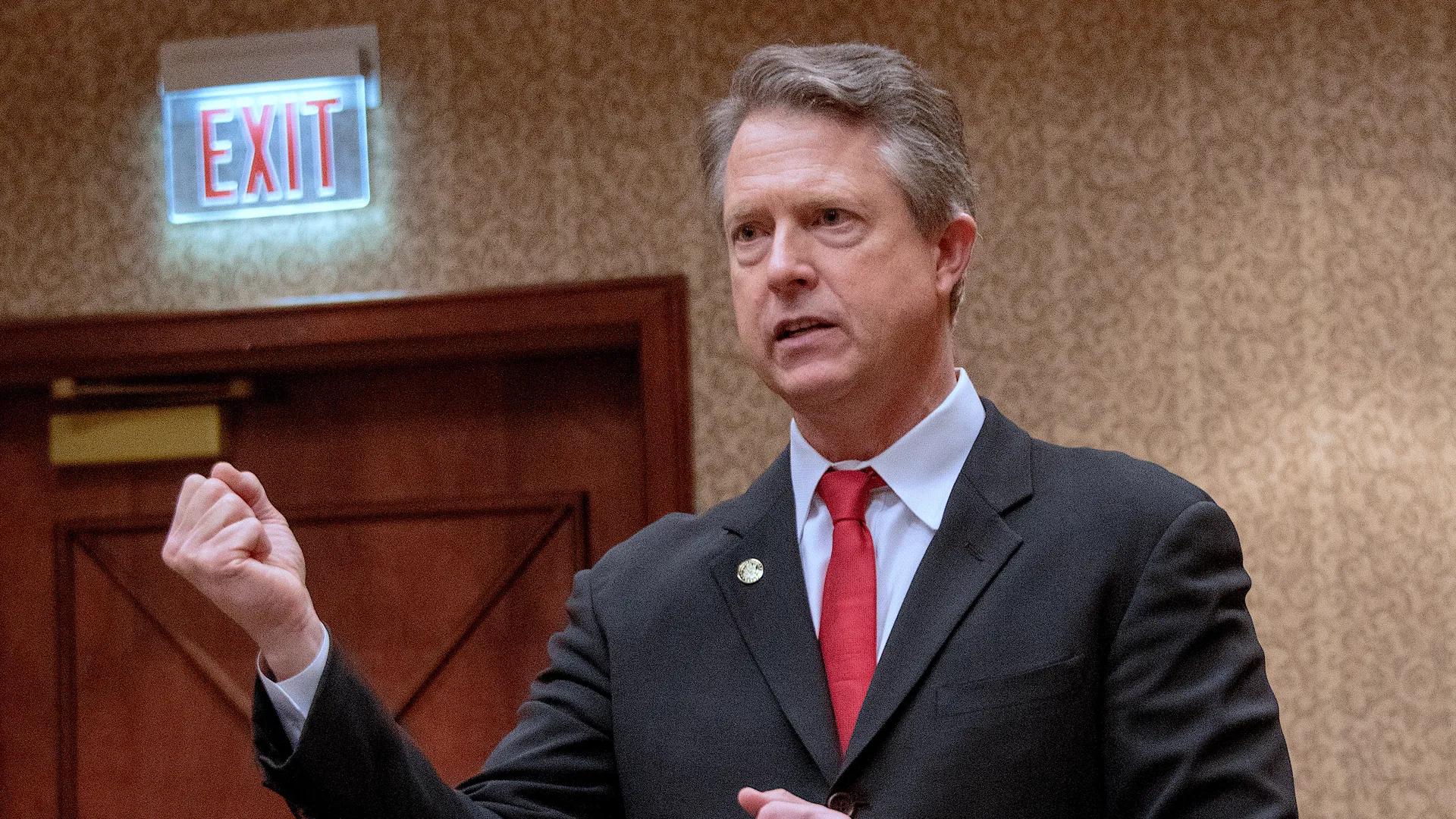 U.S. Senator Roger Marshall speaking to an audience
