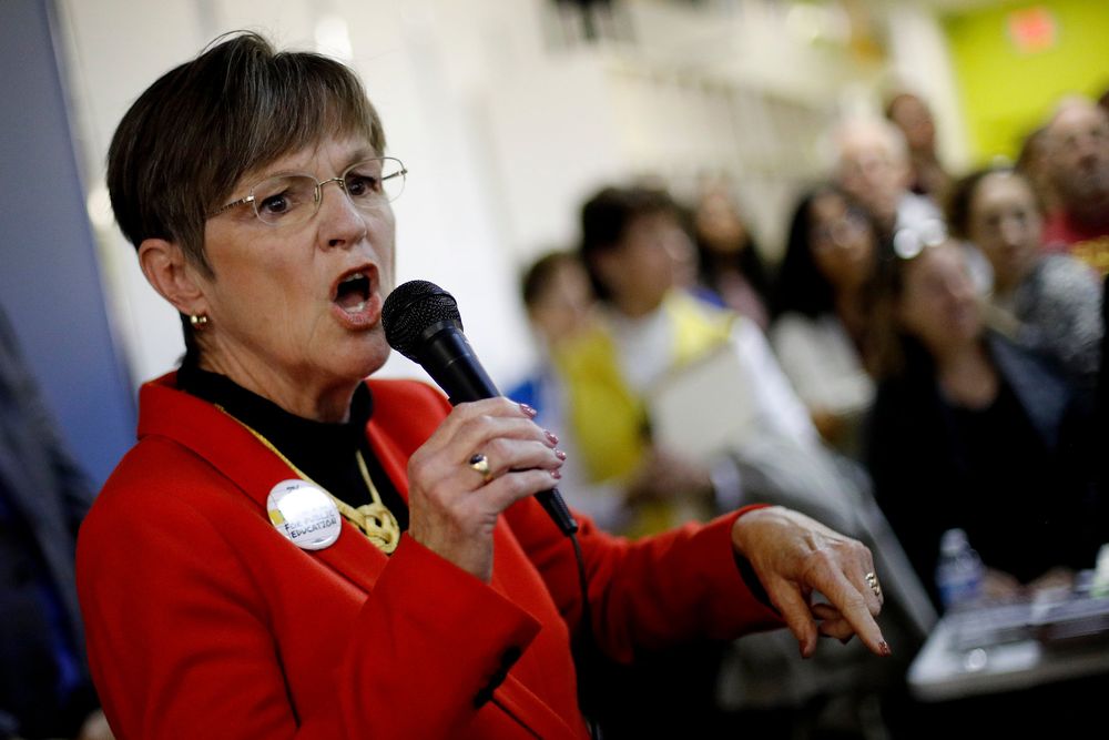 Kansas Governor Laura Kelly speaking at a public event