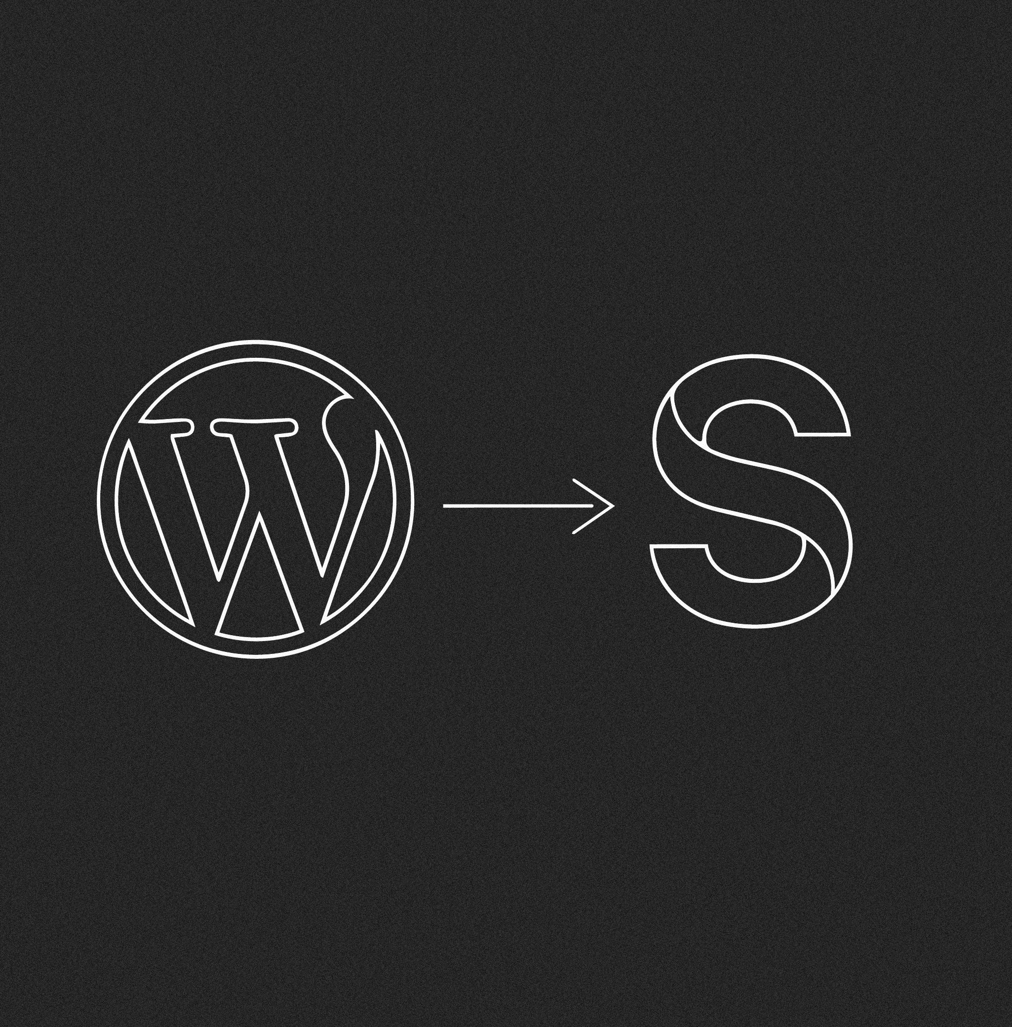 WordPress logo with arrow pointing to Sanity logo 