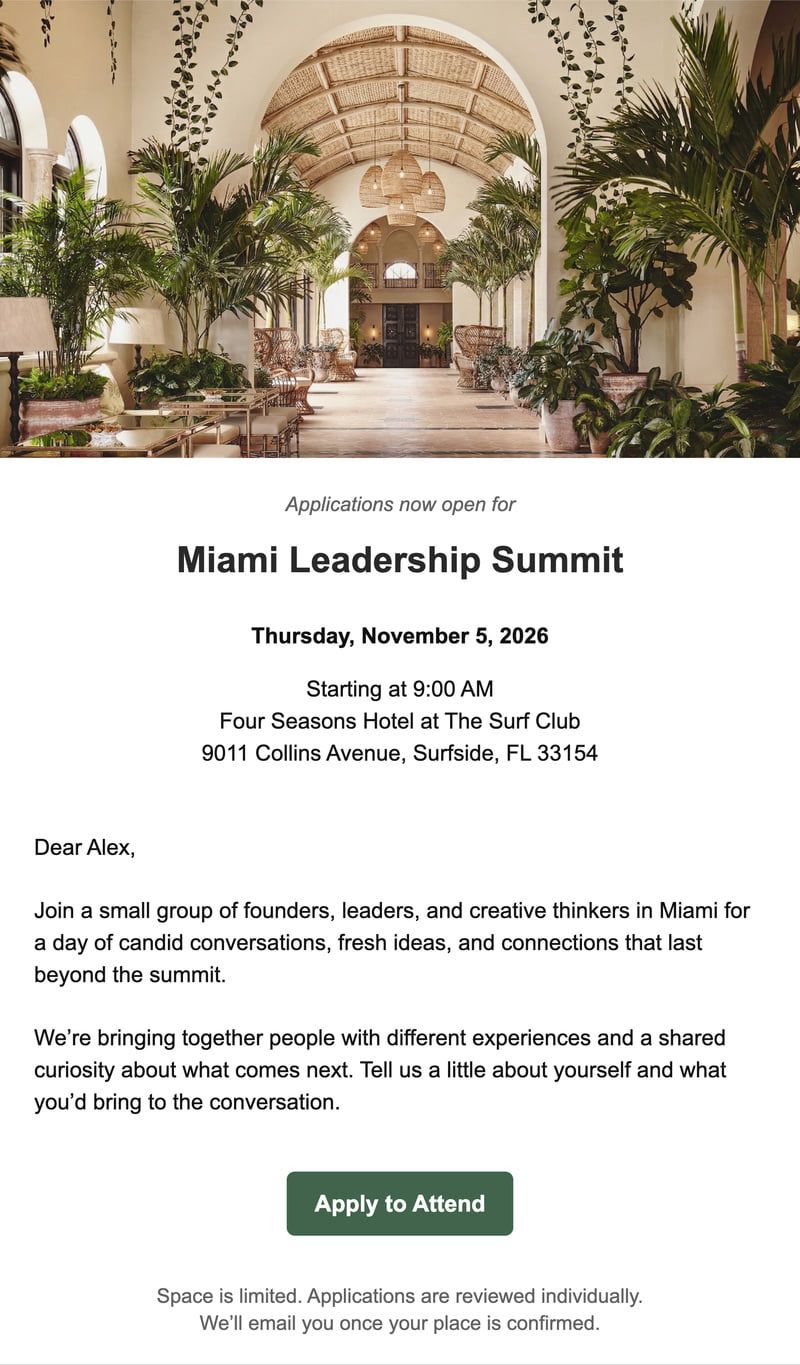 Email invitation example 3