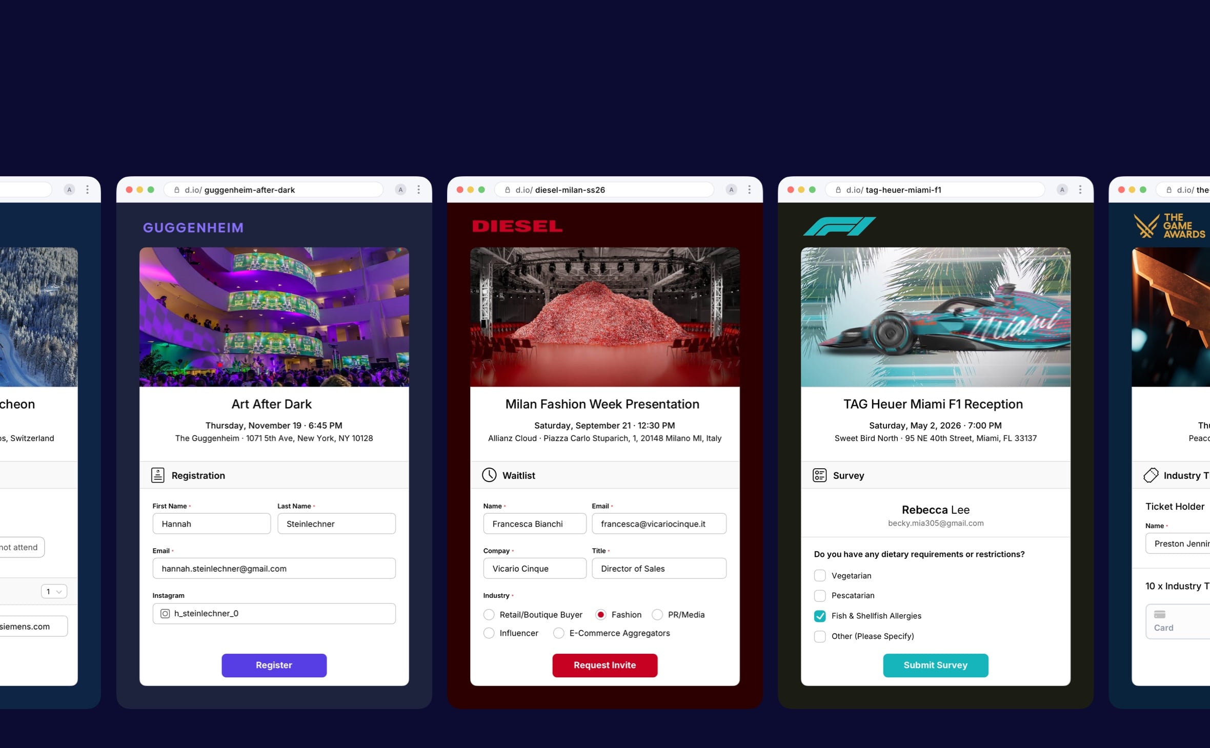 Forms screen
