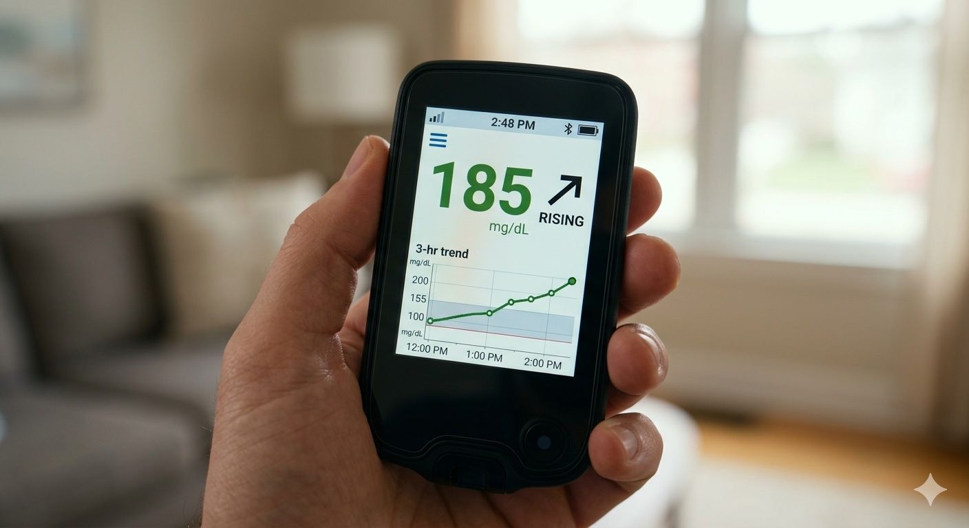 Trend arrows on your CGM tell you where your glucose is headed and how fast. Here's exactly what each arrow means and what action to take.
