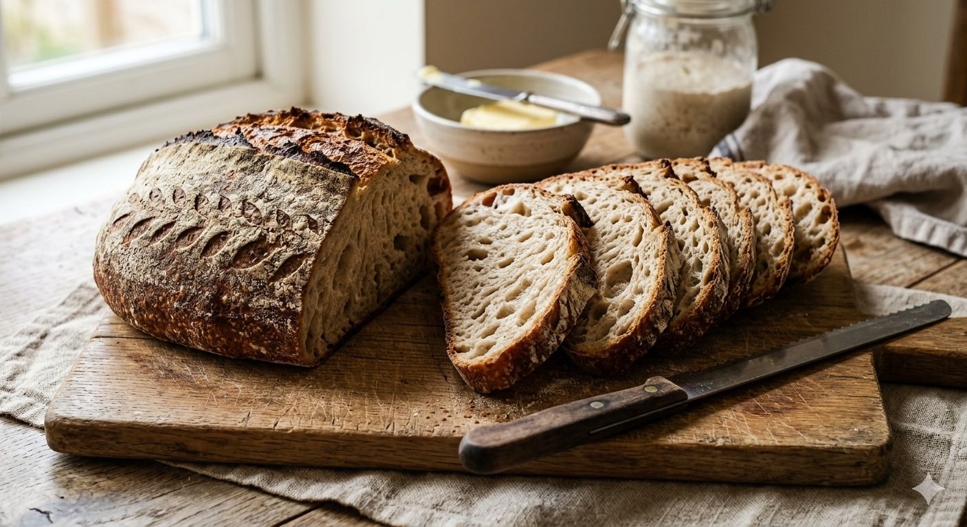 Sourdough has a real metabolic advantage over regular bread — but only the traditionally fermented kind. Here's the science, what to look for on labels, and what the GlucoScore shows.
