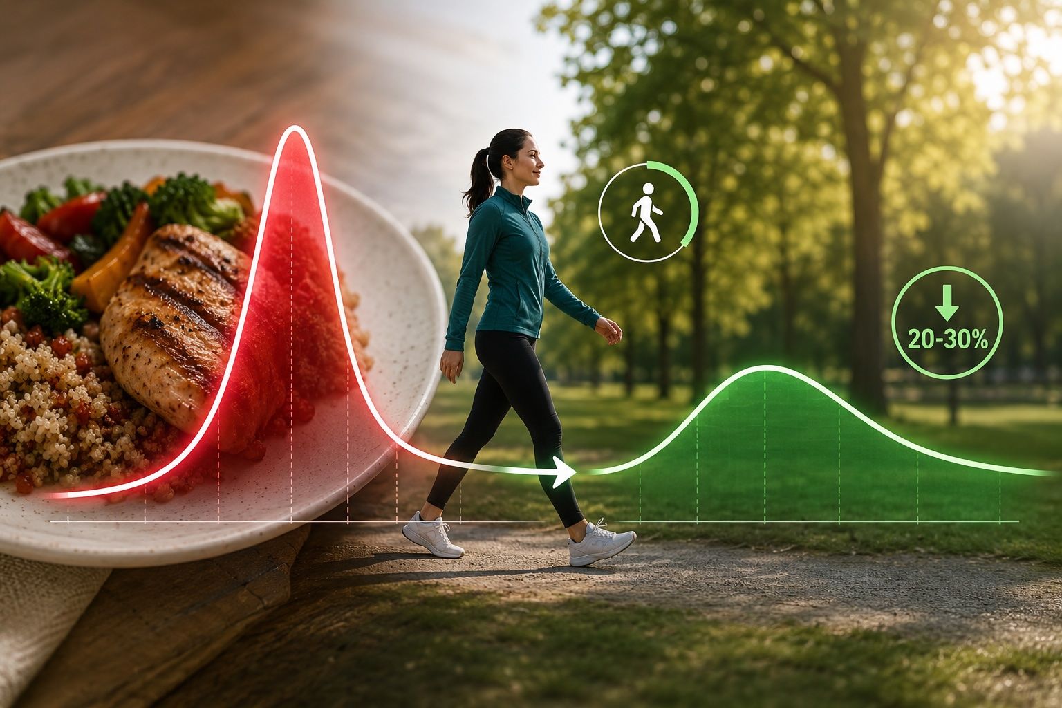 Stop watching blood sugar spikes after meals. A 10-15 minute walk can flatten glucose peaks by 20-30%. Here's the science and the exact timing that works.