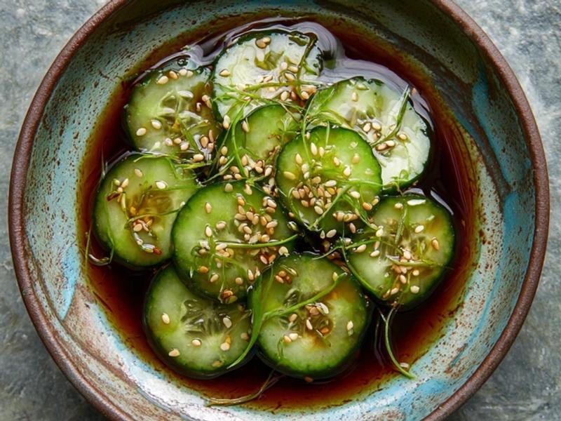 Add soy sauce, vinegar, and a small drizzle of sesame oil.