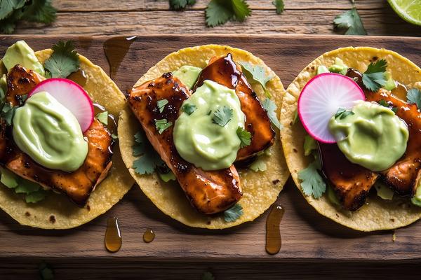 Crispy Chipotle Honey Salmon Tostadas with Avocado Crema