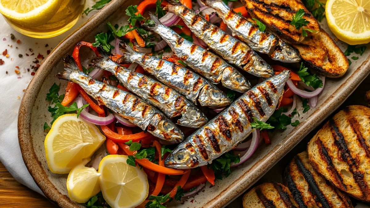 Portuguese Grilled Sardines with Charred Pepper Salad