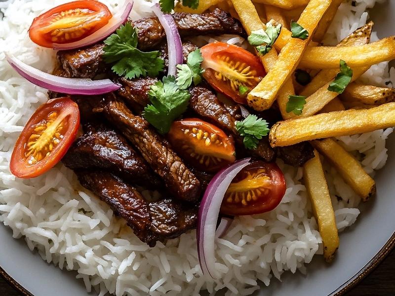 Fold the crispy fries and most of the cilantro through the beef so they catch th