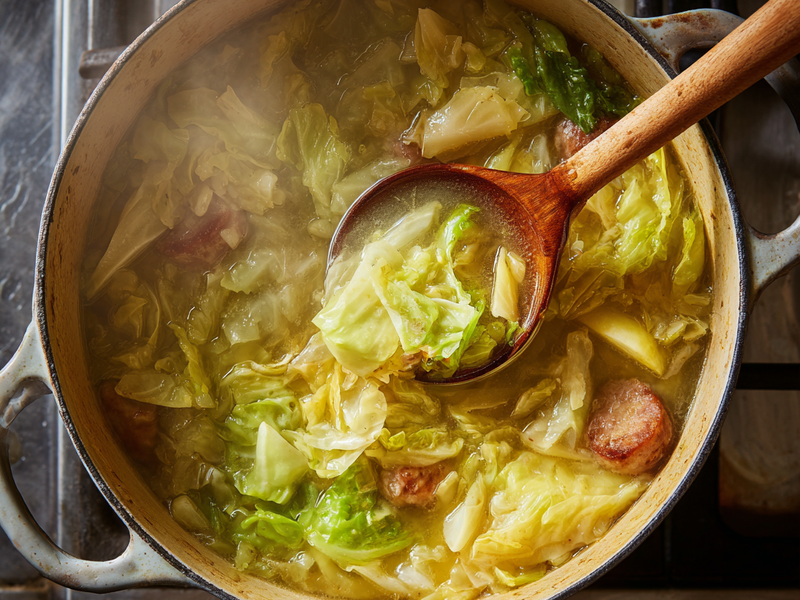 Cabbage boil tips including evenly sized potatoes, adding cabbage near the end, and letting the pot rest before serving