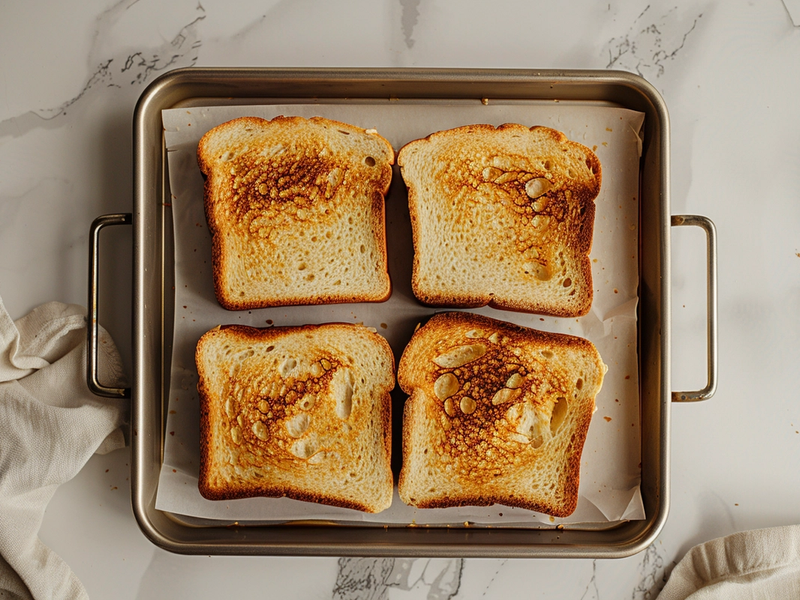 Sourdough slices toasted until deep golden for cottage cheese tomato toast