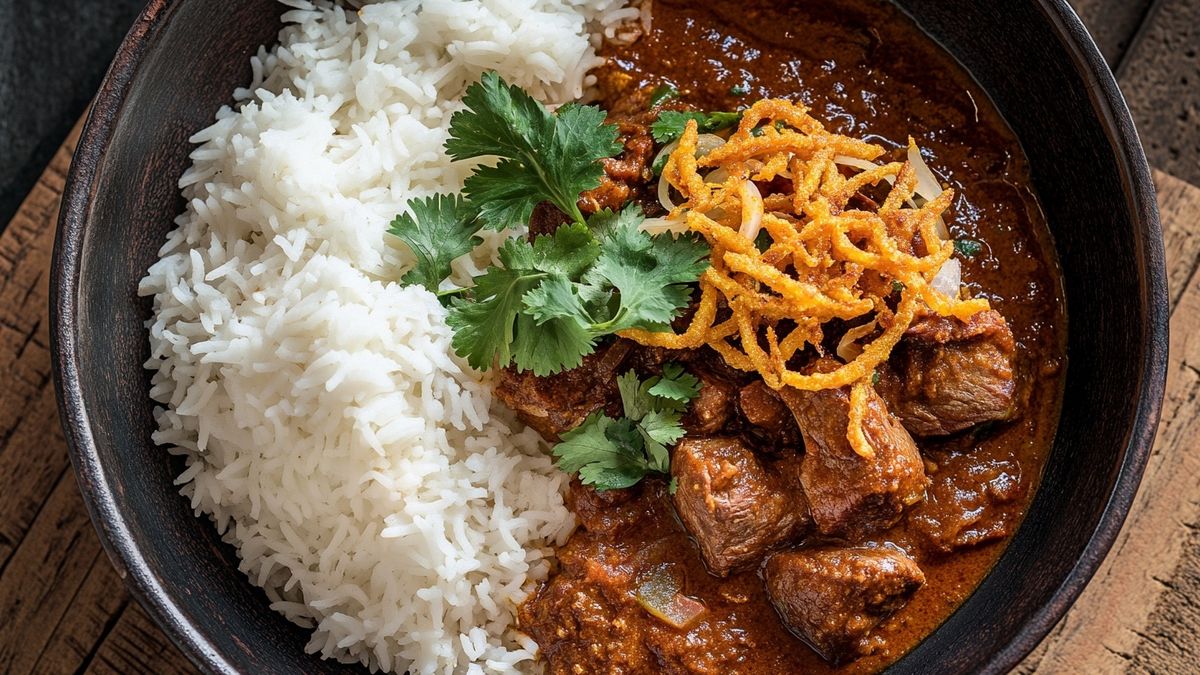 Kashmiri Lamb Rogan Josh with Basmati and Crispy Onions