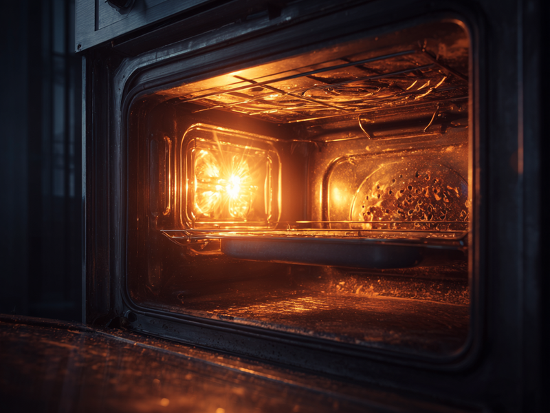 Oven preheating to 200°C for roasting cauliflower.
