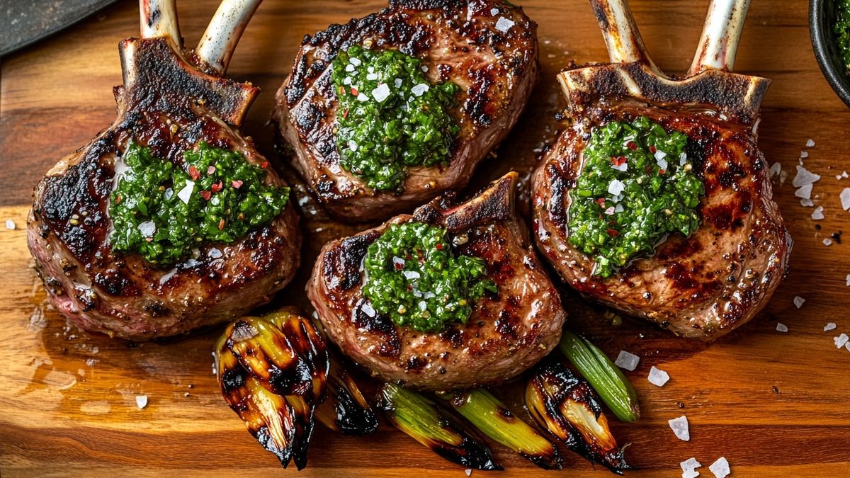 Argentinian Lamb Chops with Chimichurri and Charred Scallions