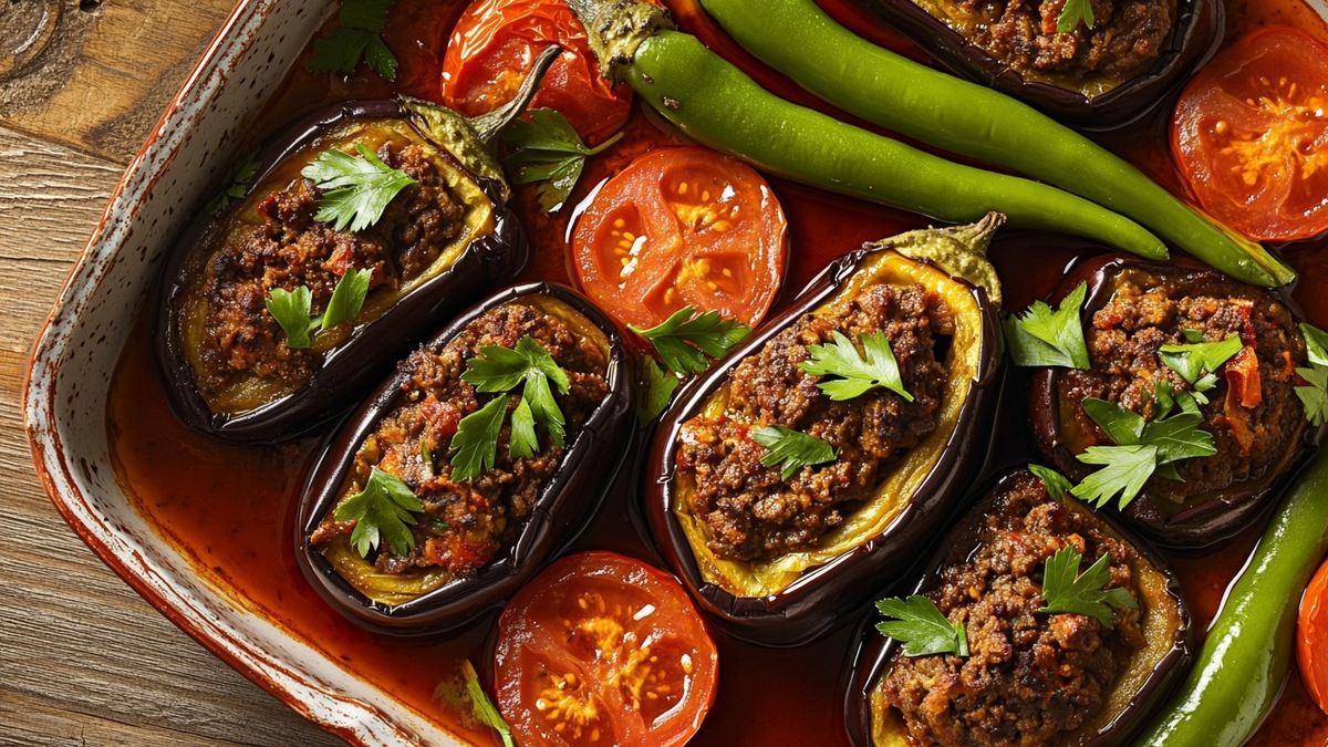 Turkish Karnıyarık: Stuffed Eggplant with Spiced Beef