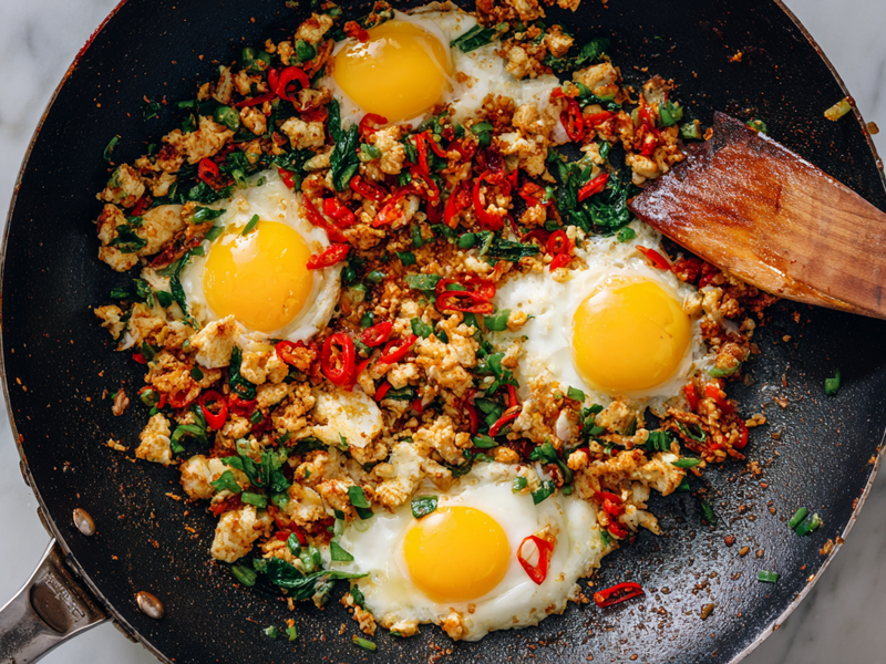 Add cooked rice and stir-fry, breaking up clumps.