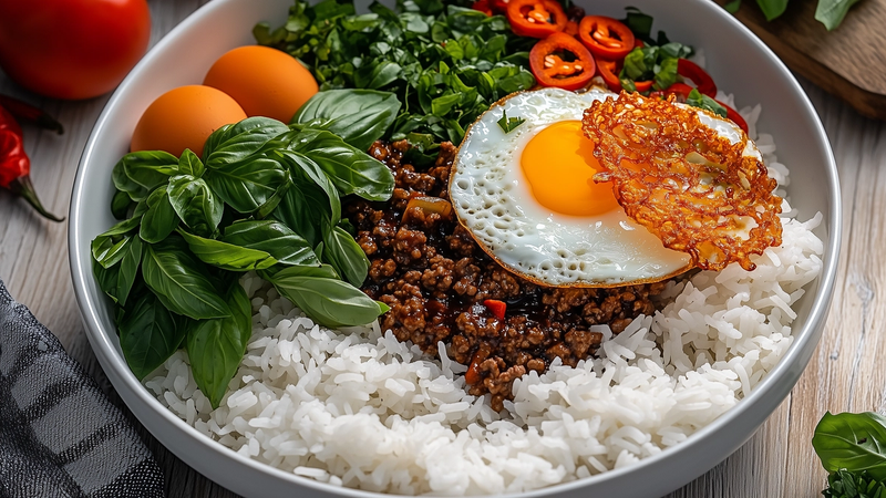 Thai Basil Beef (Pad Kra Pao) with Crispy Fried Egg
