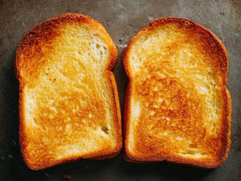 Toast bread until golden and crispy.