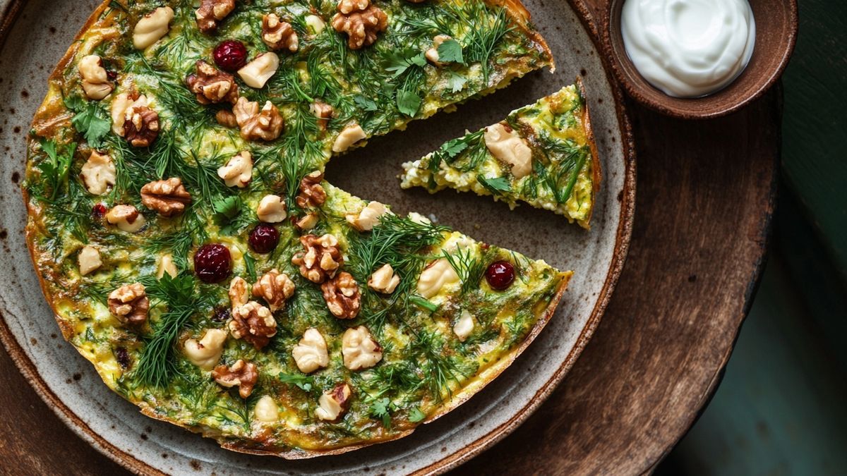 Herby Persian Kuku Sabzi with Walnuts and Barberries