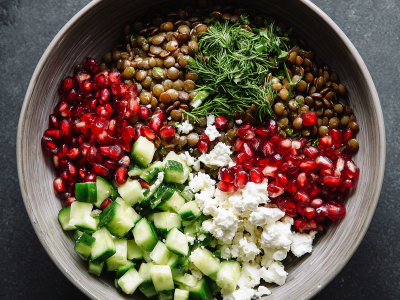 Fresh chopped parsley or mint added over the cucumber tomato salad mixture.