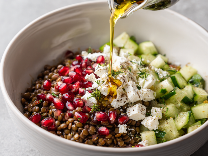Fresh Shirazi cucumber tomato salad chilling in a bowl before serving.