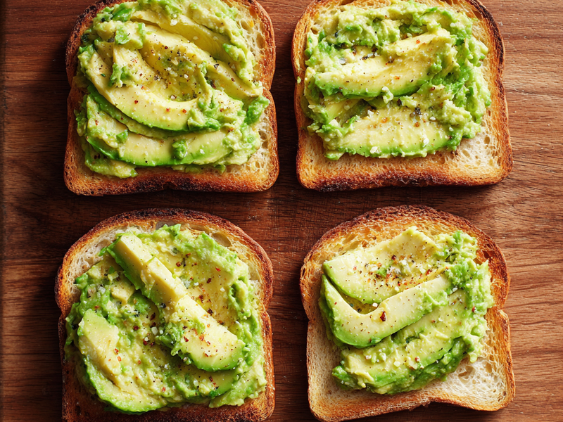 Spread the avocado mixture evenly over the toasted bread slices.