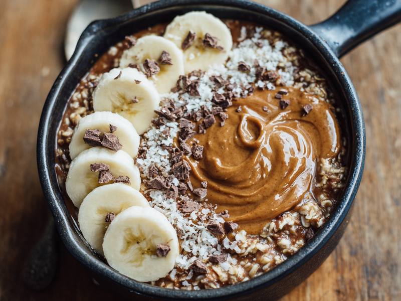Transfer to a bowl and mix in peanut butter.