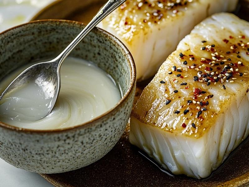 Whisk the white miso, mirin, sake, and brown sugar into a smooth glaze. Pat the cod fillet