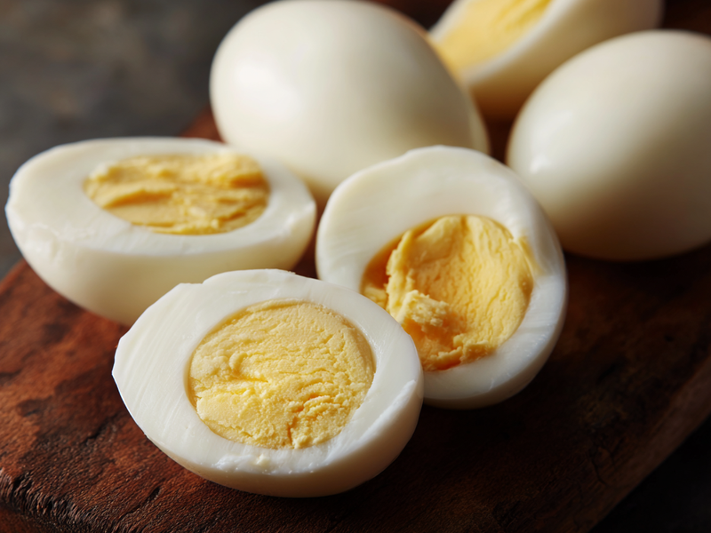 hard boiled eggs on a countertop