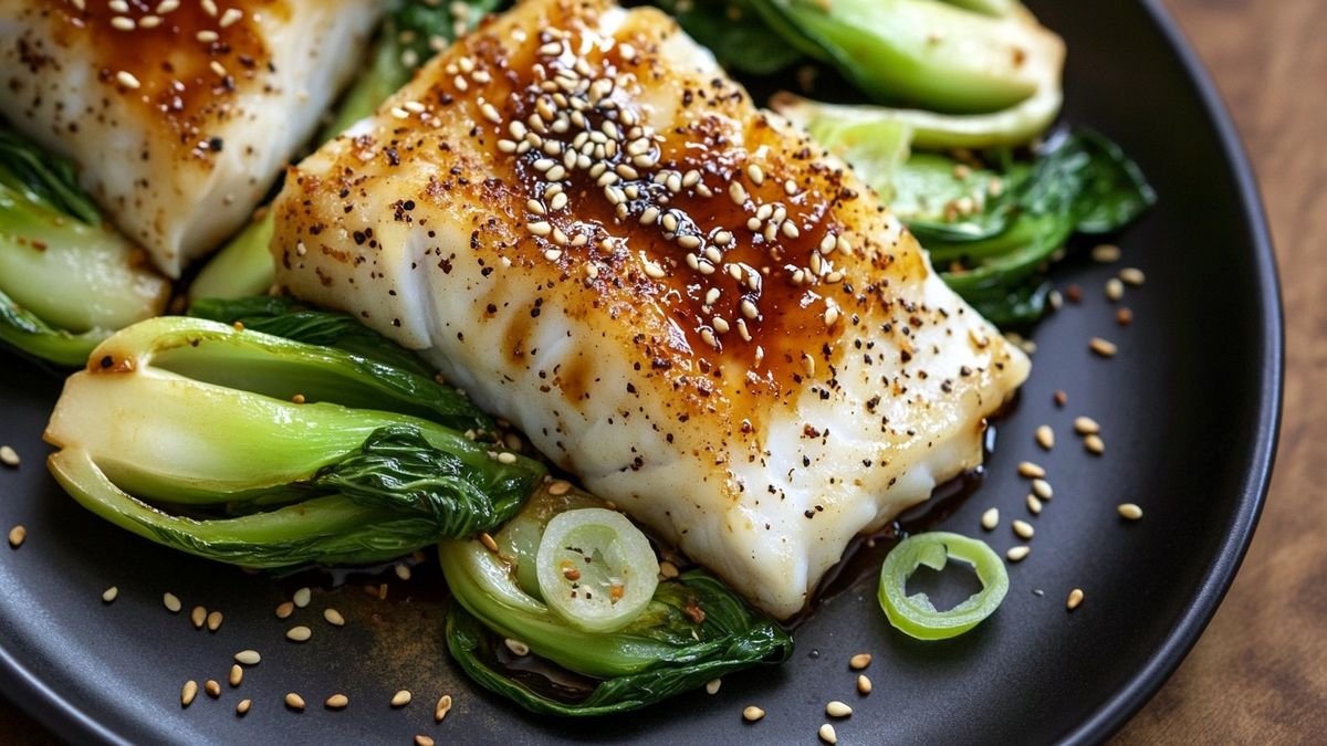 Caramelized Miso-Glazed Cod with Charred Sesame Bok Choy