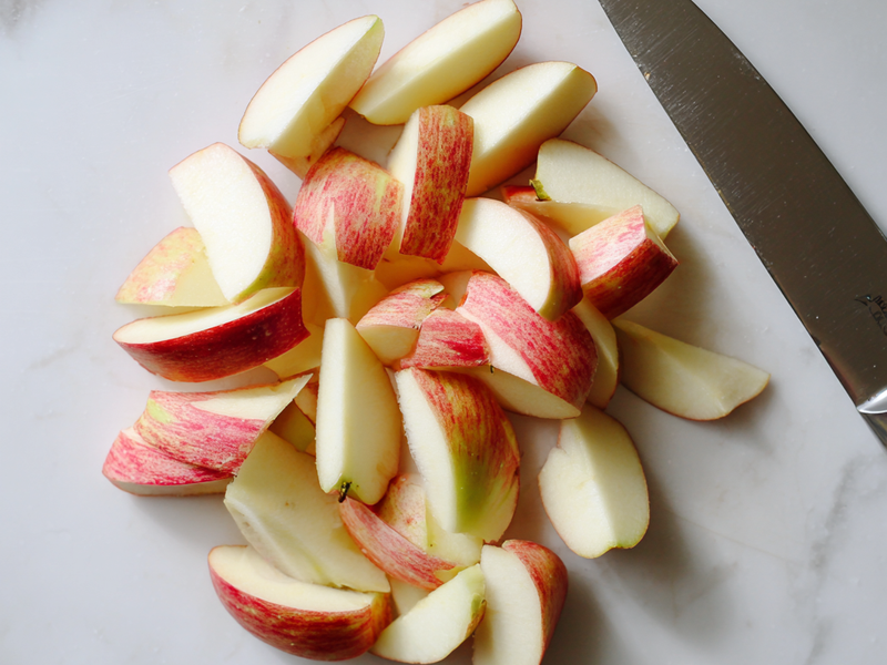 Slice apple into thin pieces.