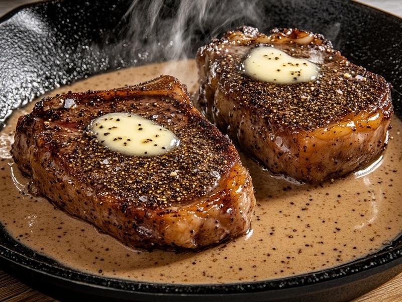 Heat the olive oil and 1 tablespoon of butter in a heavy skillet over high heat until shimmering