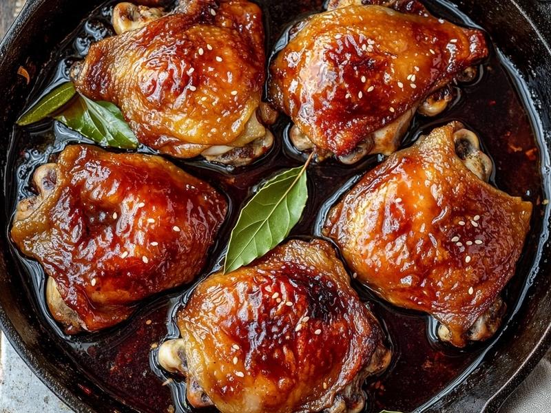 Nestle the chicken back into the pan skin-side up, cover, and simmer for 25 minutes until the meat is fork-ten