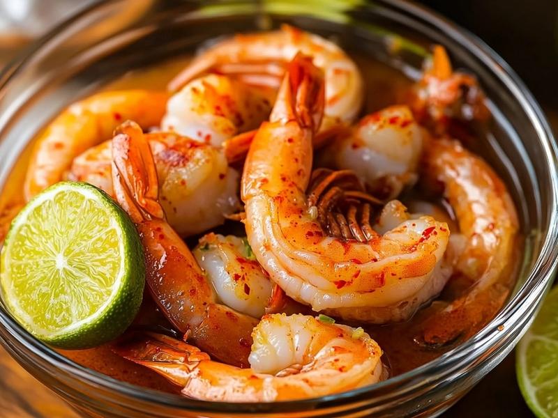 Toss the shrimp with lime juice, half the garlic, smoked paprika, salt and pepper, then set aside to marinate for 10 min