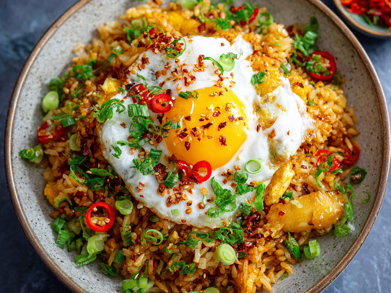 Add green onions, stir, and serve hot.