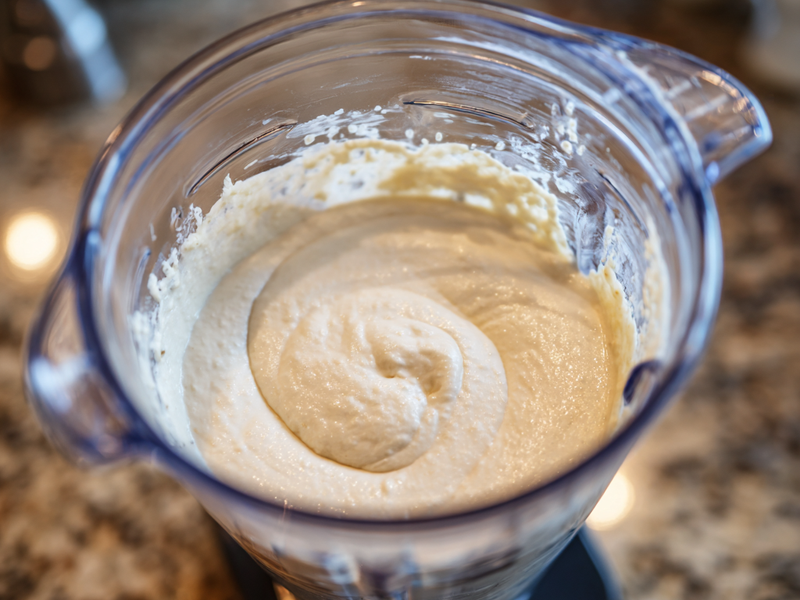 Smooth cottage cheese flatbread batter consistency