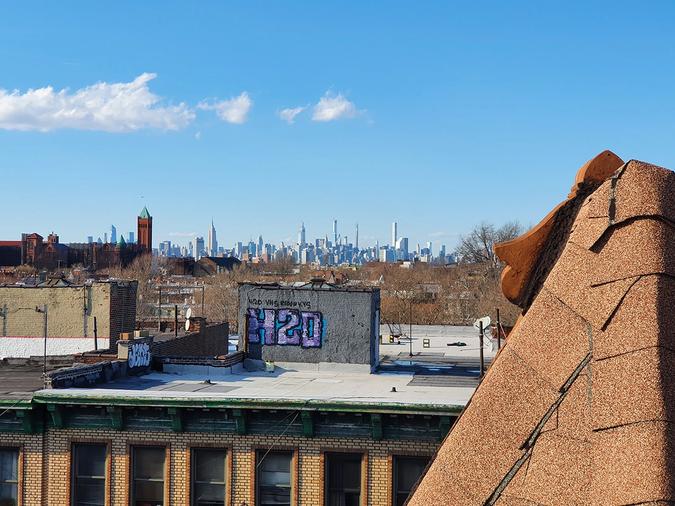 Manhattan seen from Brooklyn rooftop