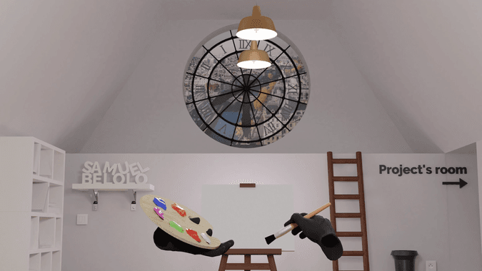 3D Rendering of an artist room 