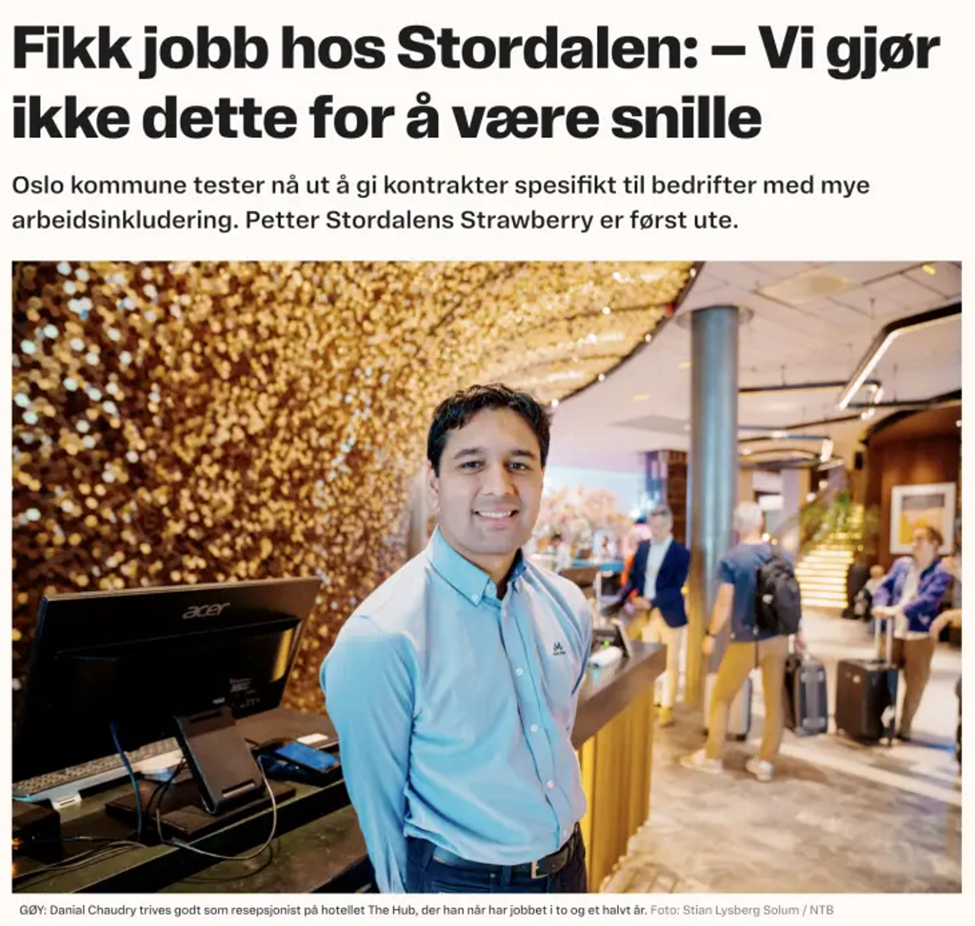 Skjermbilde av nyhetssak.