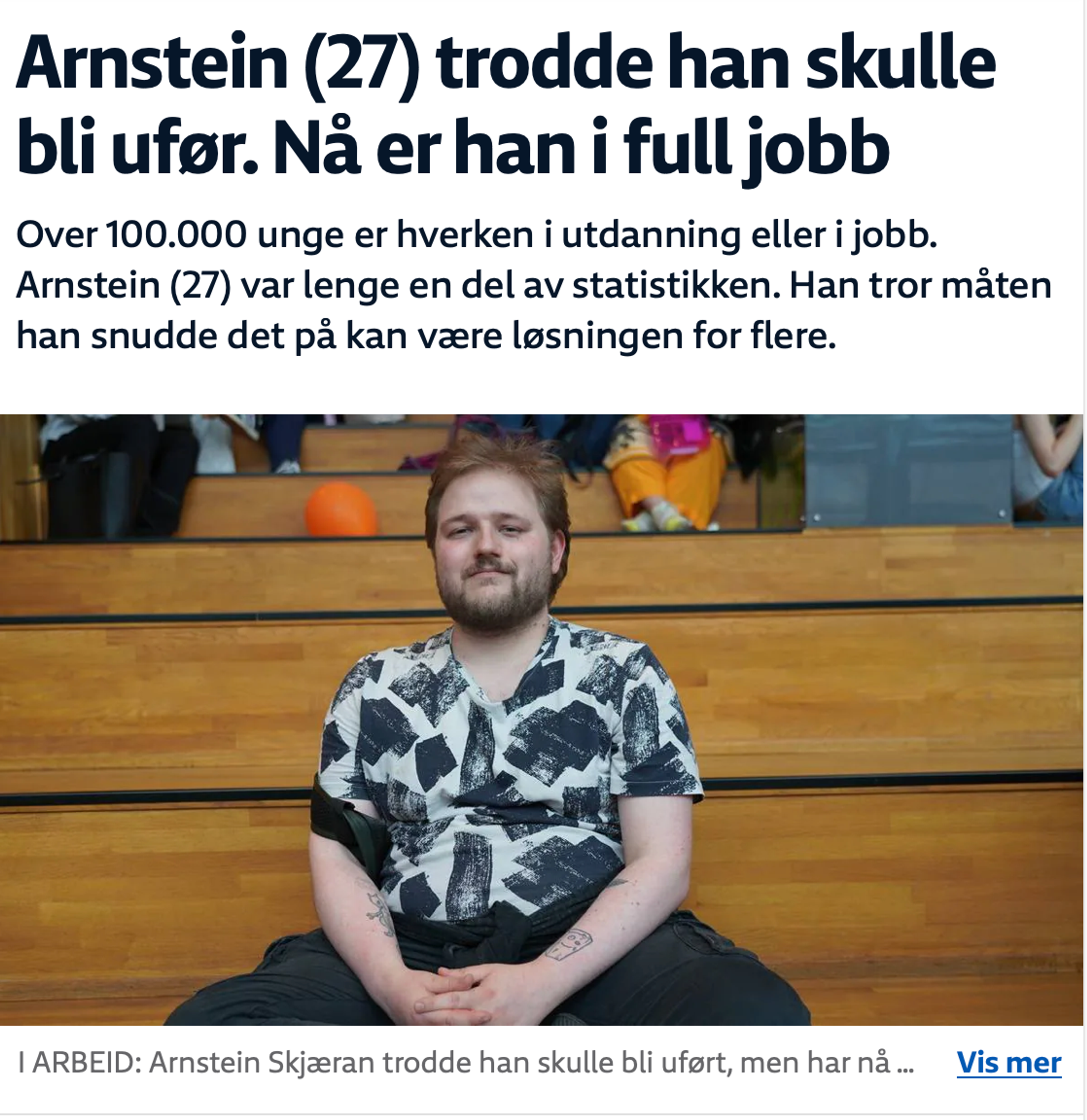 Skjermbilde av nyhetssak.