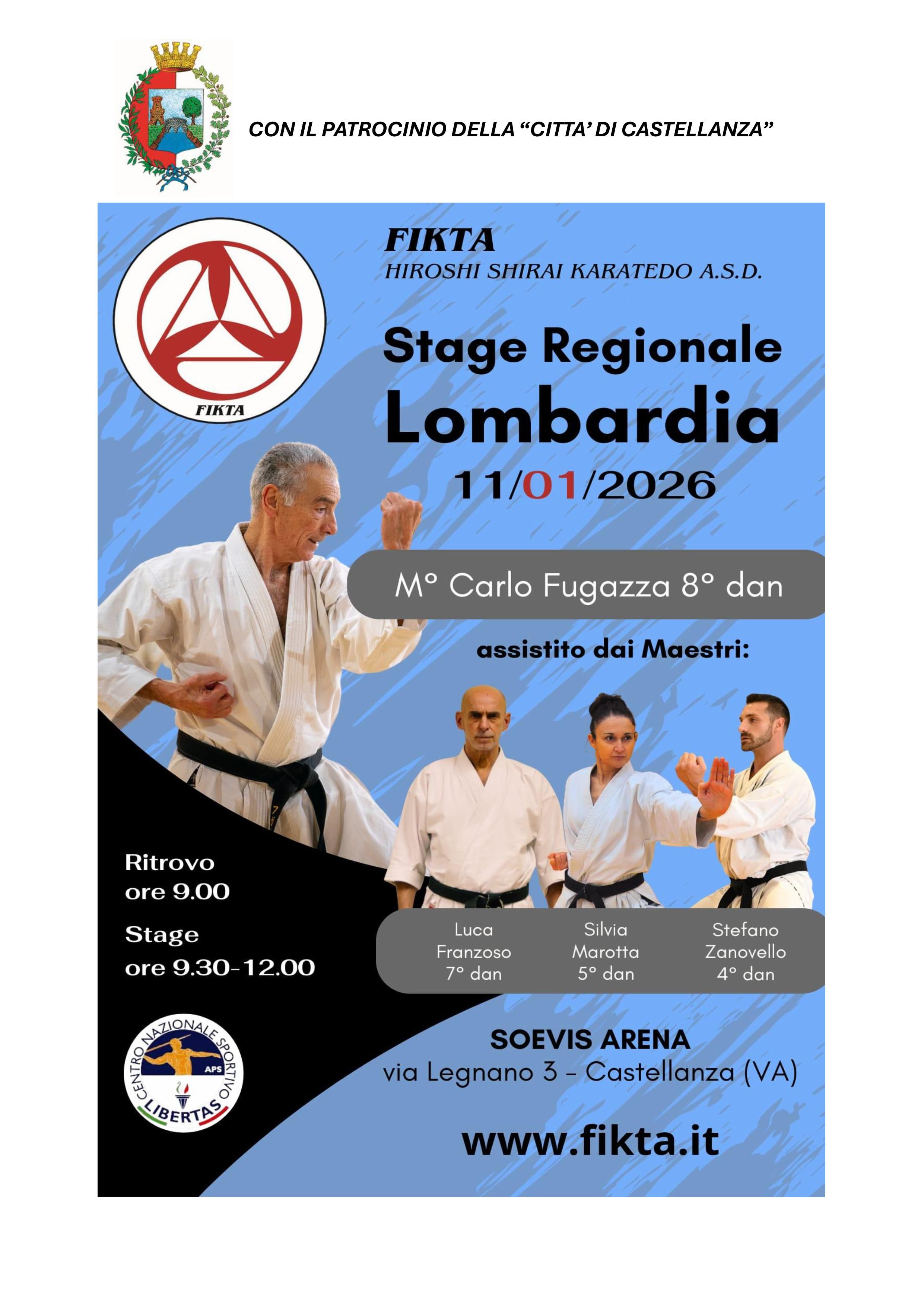 Immagine per STAGE REGIONALE FIKTA - PALASPORT CASTELLANZA - 11 01 2026