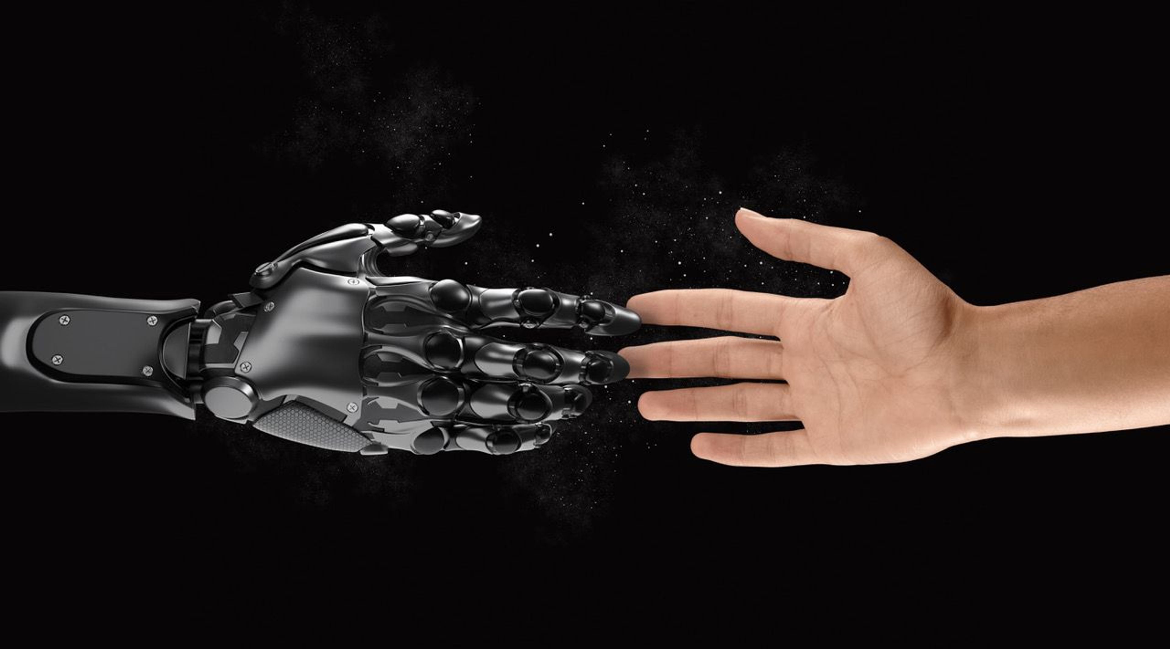 Human hand shaking robot hand