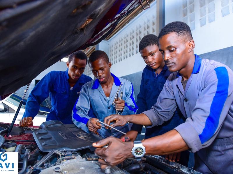 GAVI AFRICA technicians inspecting a vehicle engine in Lagos