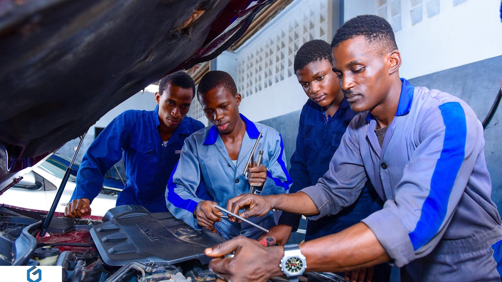 GAVI AFRICA technicians inspecting a vehicle engine in Lagos