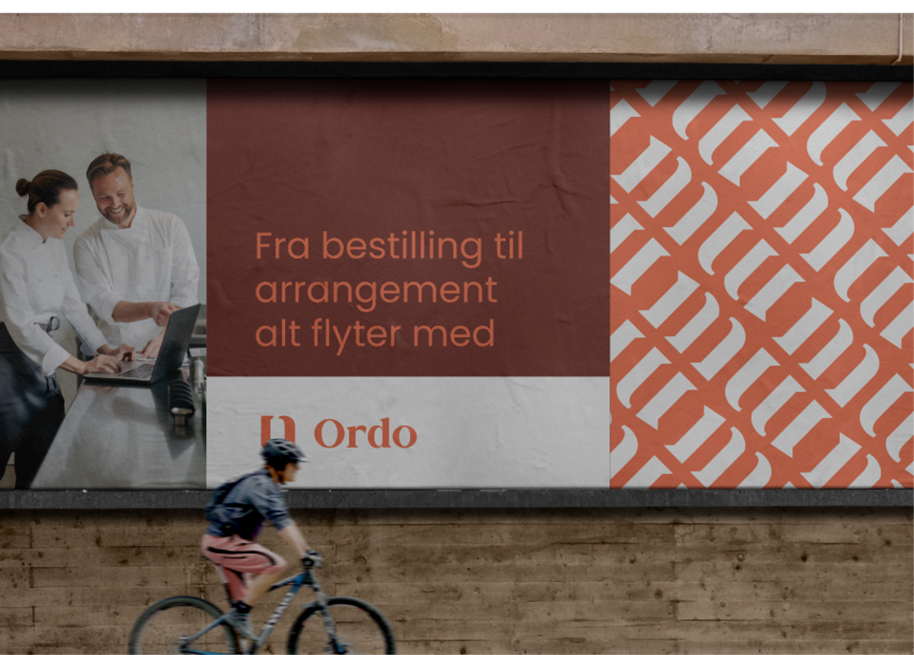 Ordo — kampanjeplakat: «Fra bestilling til arrangement alt flyter med»